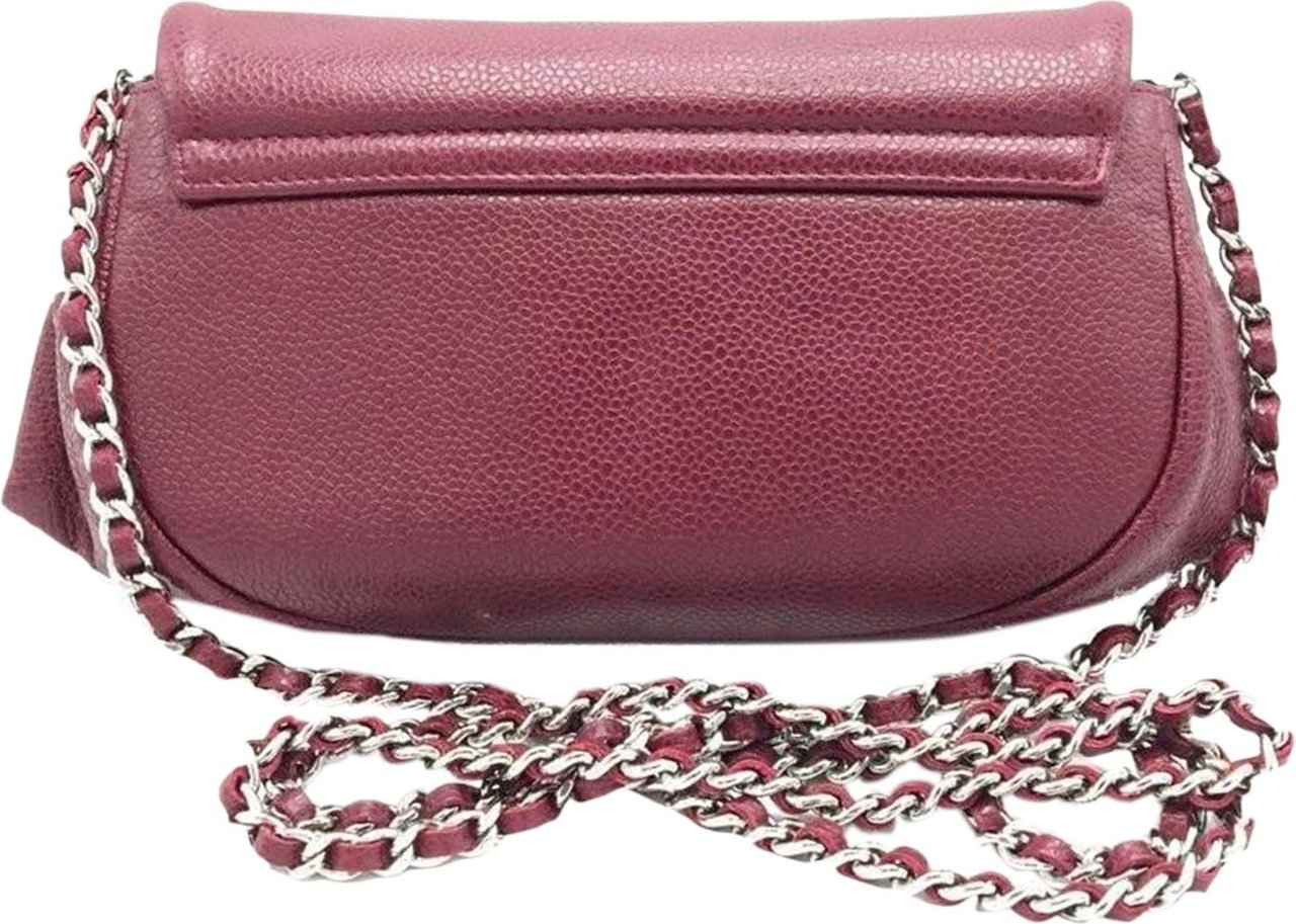 Chanel Half Moon Caviar Leather Wallet on Chain Rood