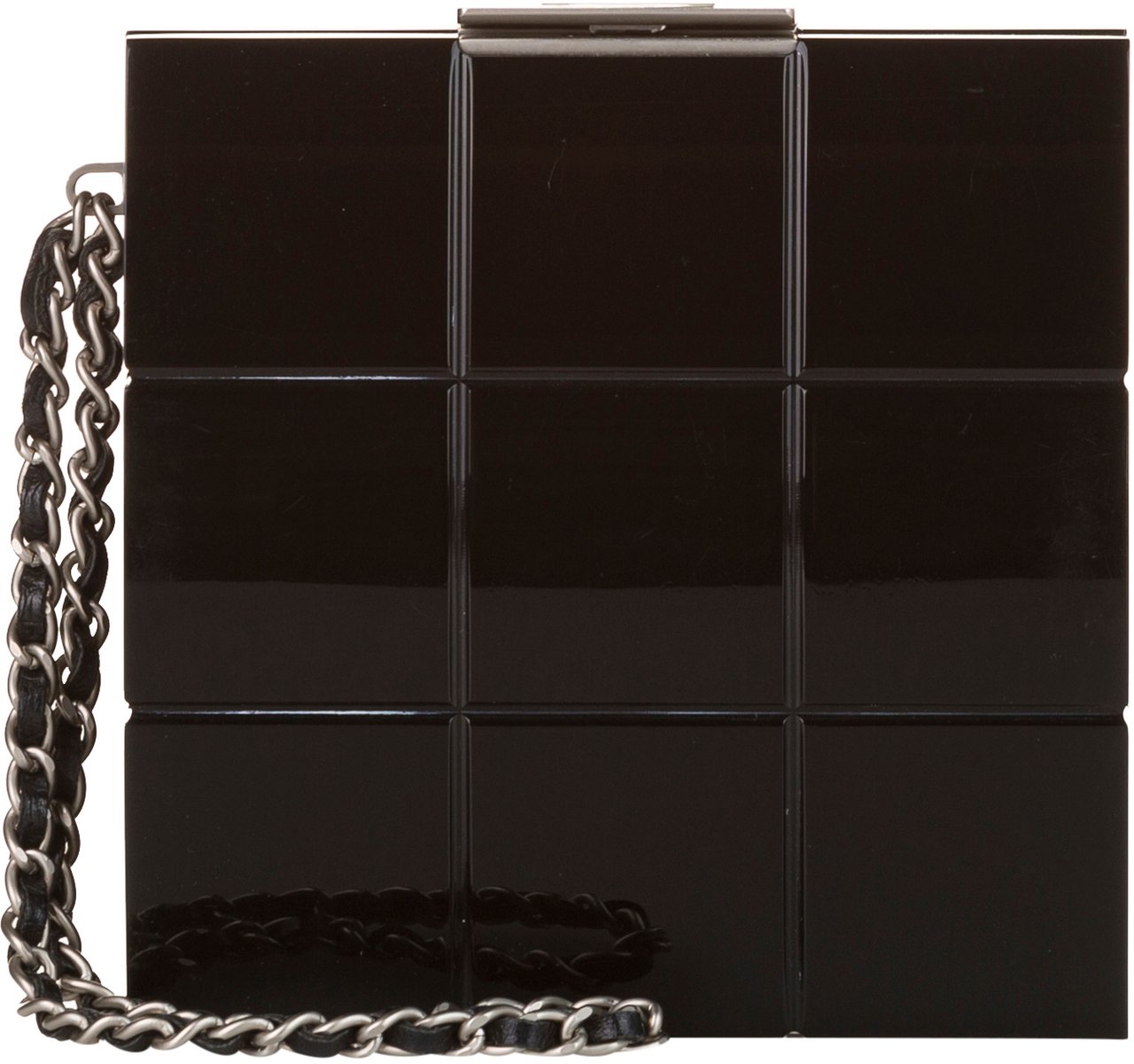Chanel Choco Bar Lucite Perspex Clutch Zwart