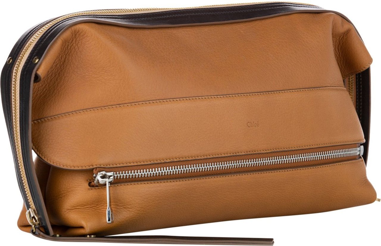 Chloé Dalston Leather Oversized Clutch Bag Bruin