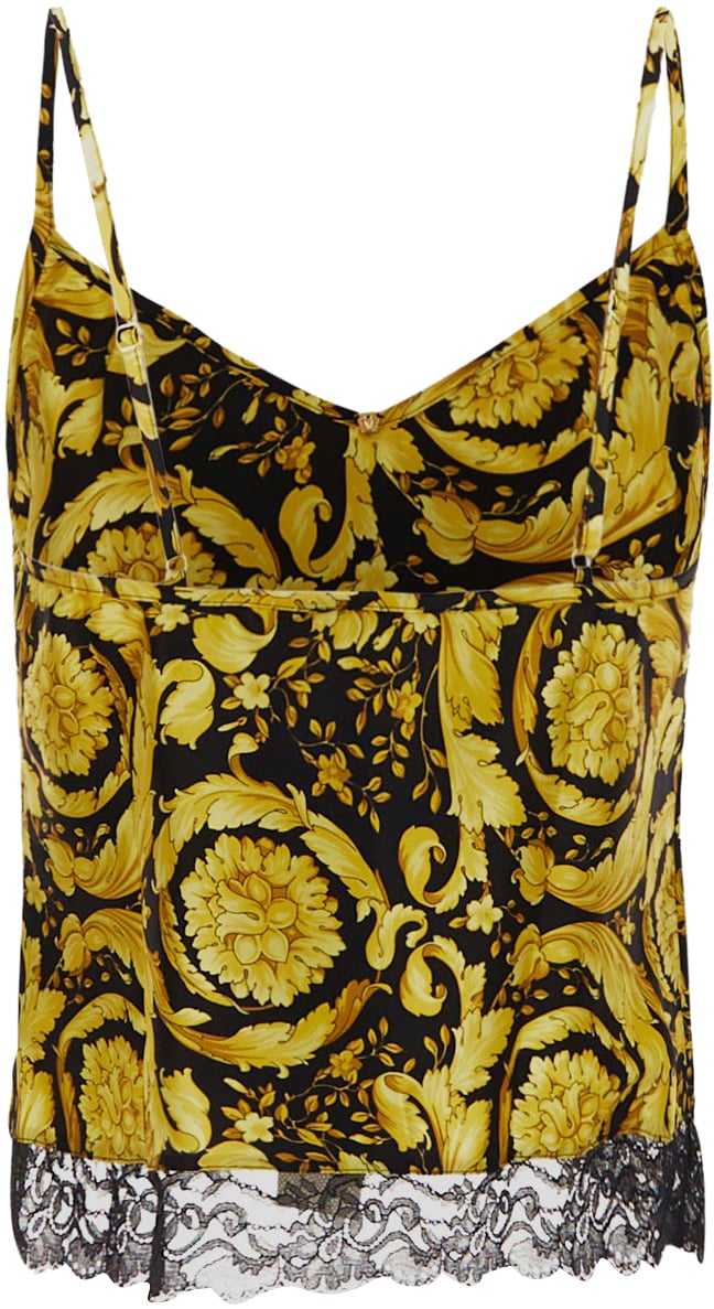 Versace Canotta in Seta Barocco Geel