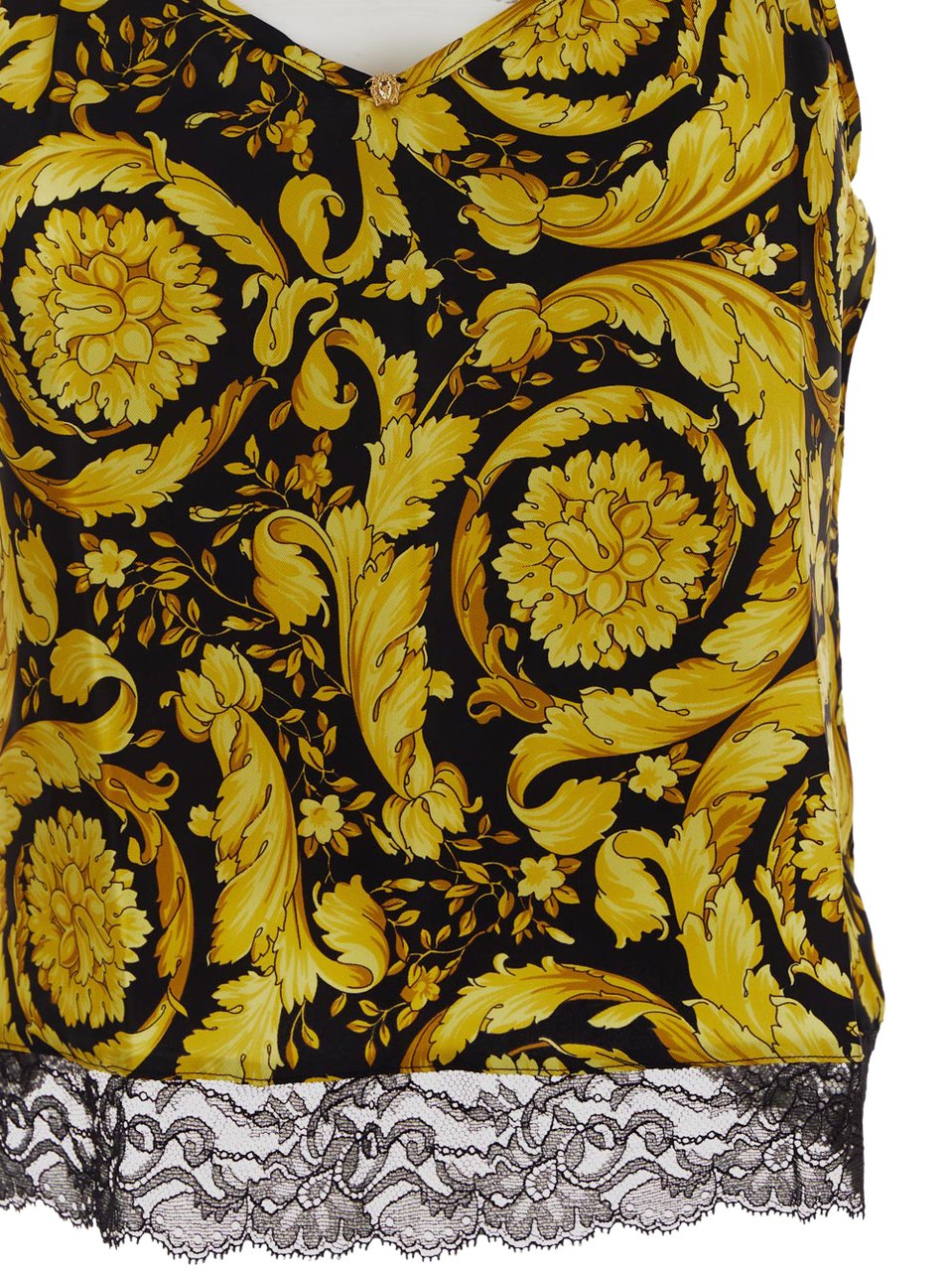 Versace Canotta in Seta Barocco Geel