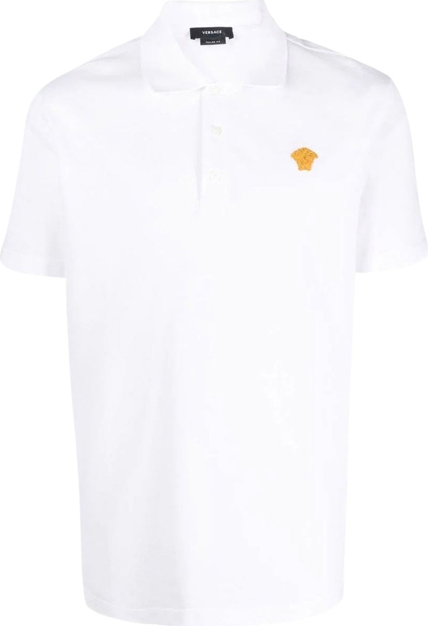 Versace Medusa embroidered polo shirt Wit