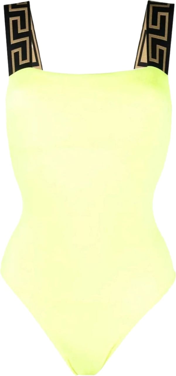 Versace Greca-pattern scoop-back swimsuit Geel