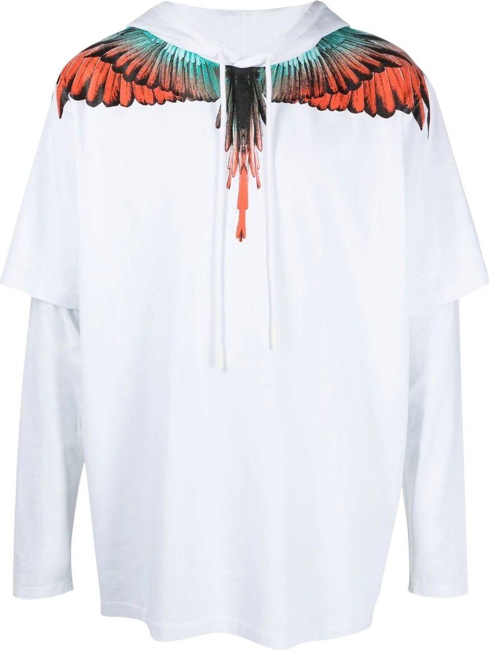 Marcelo Burlon bird-print layered hoodie Wit