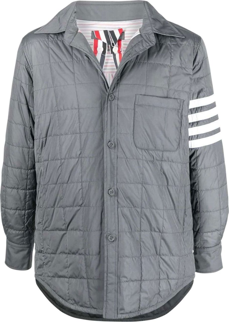 Thom Browne 4-Bar stripe padded shirt jacket Grijs