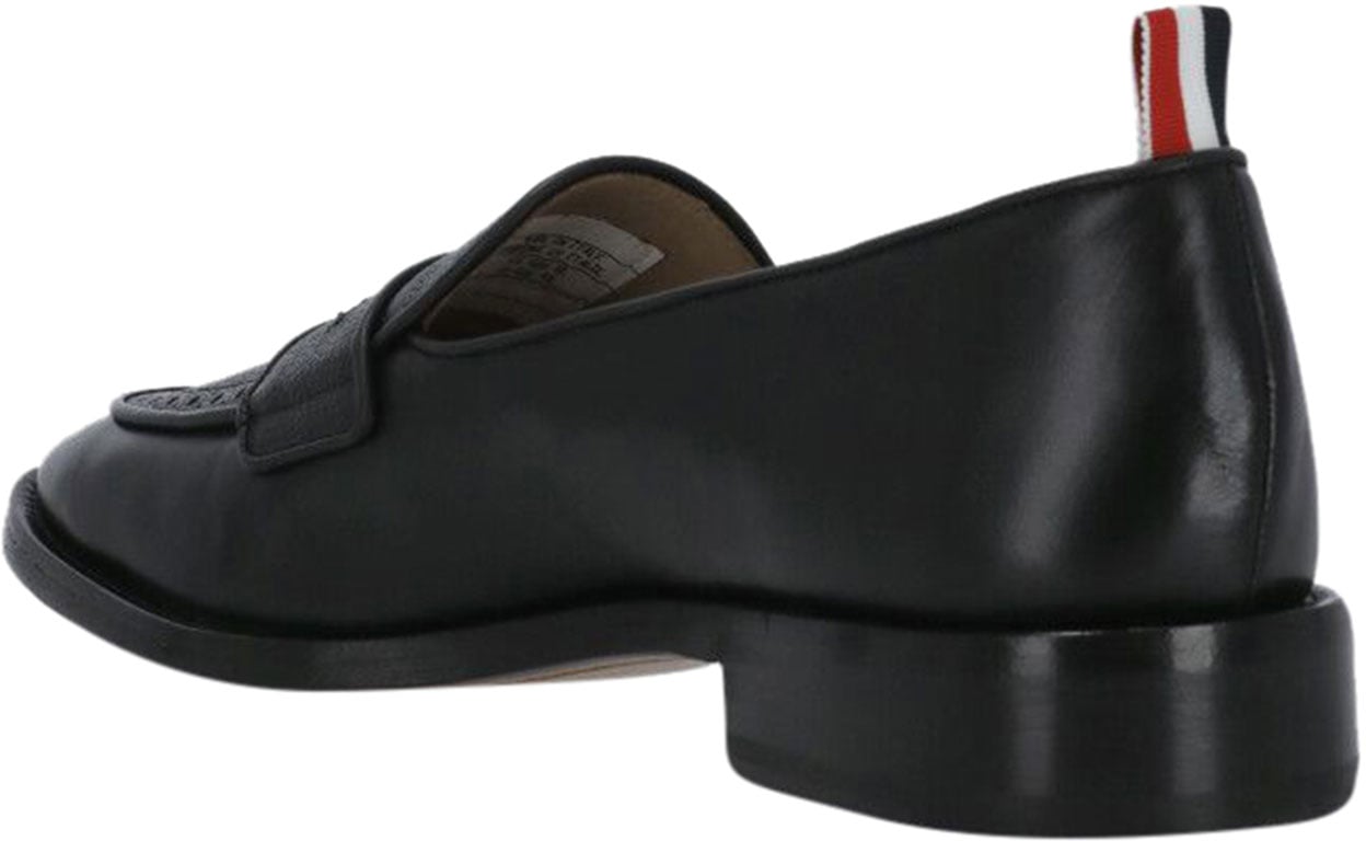 Thom Browne tag penny loafers Zwart