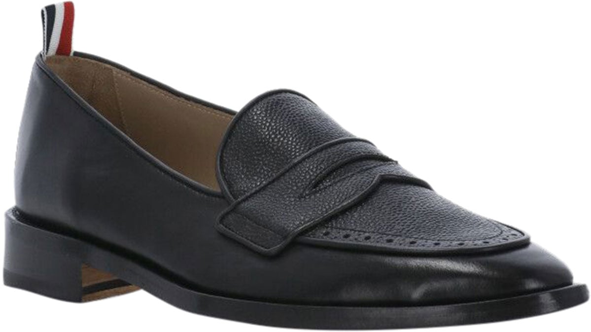 Thom Browne tag penny loafers Zwart