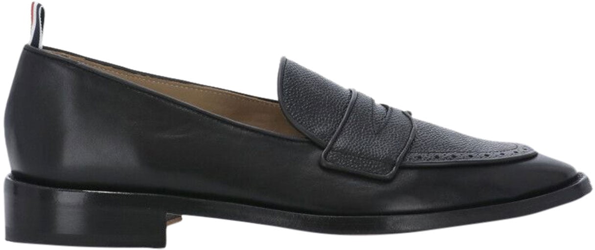 Thom Browne tag penny loafers Zwart