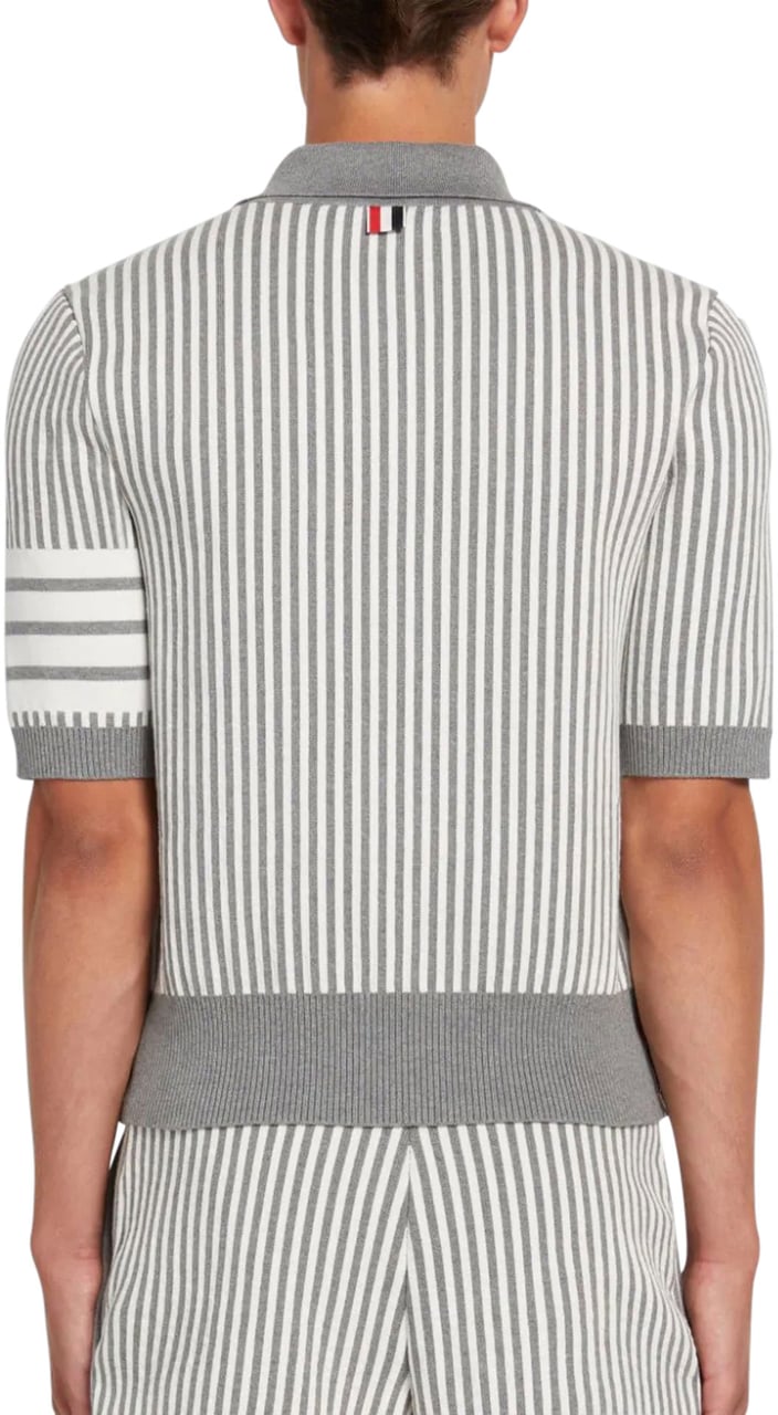 Thom Browne striped 4-Bar polo shirt Grijs