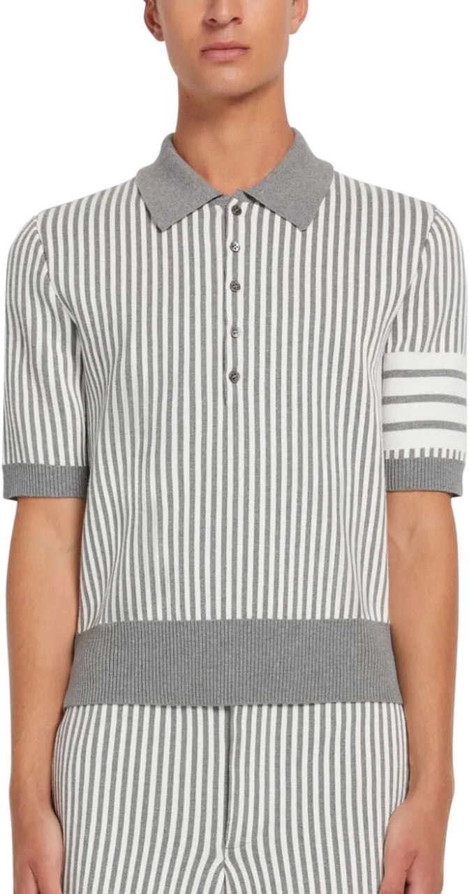 Thom Browne striped 4-Bar polo shirt Grijs