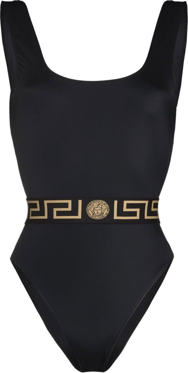Versace Greca-print swimsuit Zwart