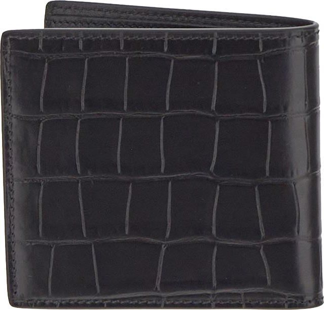 Alexander McQueen Embossed Croc Wallet Zwart