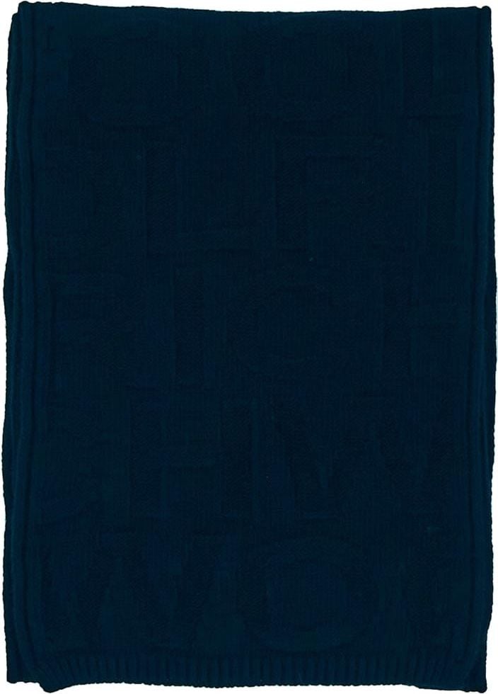 Woolrich Kid's Monogram Scarf In Merino Wool Blend Blauw