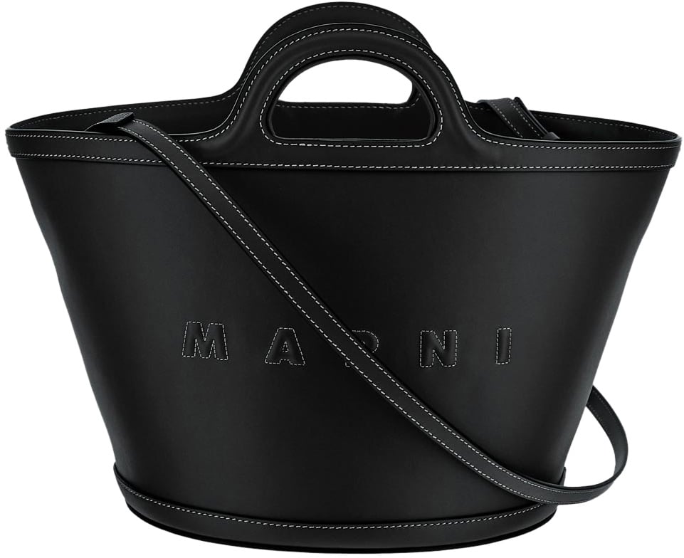 Marni Marni Black leather big Tropicalia handbag Zwart
