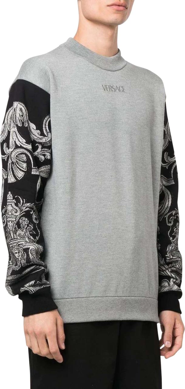 Versace embroidered-logo long-sleeve sweats Grijs