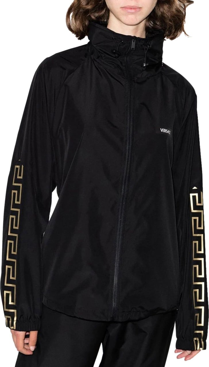 Versace logo-print track jacket Zwart