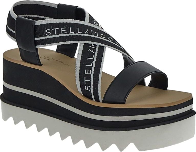Stella McCartney Sneak-Elyse Striped Platfrom Sandals Zwart