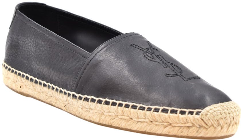 Saint Laurent Espadrillas in pelle a grana Zwart