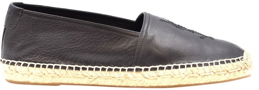 Saint Laurent Espadrillas in pelle a grana Zwart