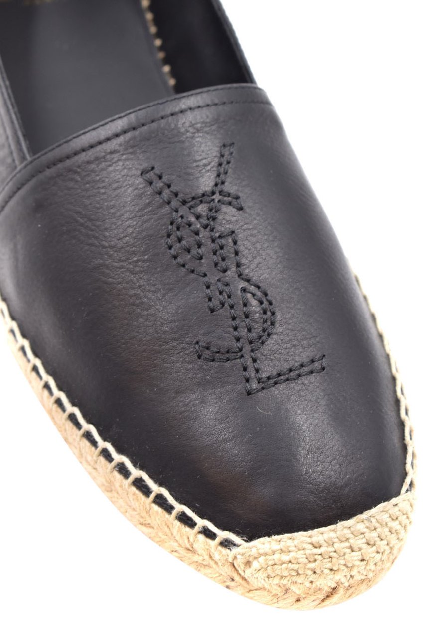 Saint Laurent Espadrillas in pelle a grana Zwart