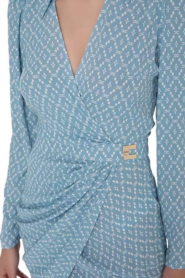 Elisabetta Franchi Short Wrap Dress Blauw