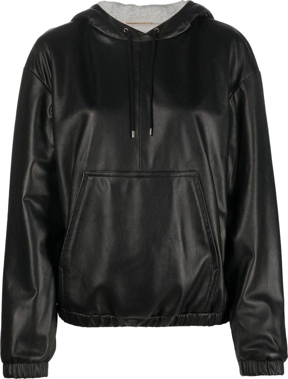 Saint Laurent Saint Laurent Leather Hoodded Top Zwart