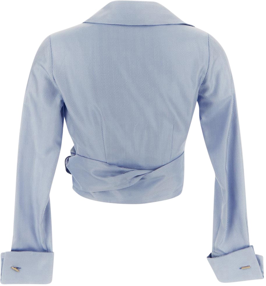 Elisabetta Franchi Cross-Over Cropped Shirt Blauw