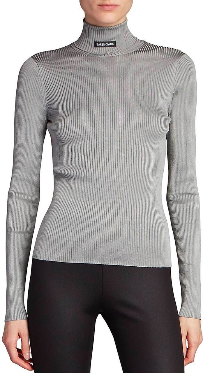Balenciaga Balenciaga Ribbed Turtleneck Sweater Grijs