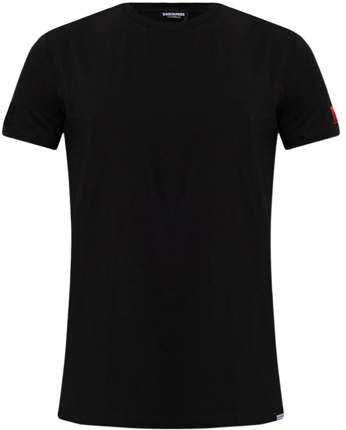 Dsquared2 Round Neck T-Shirt Logo Black/Red Zwart