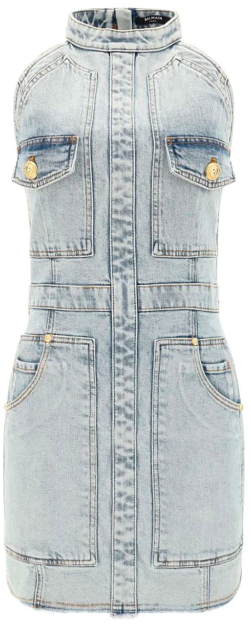 Balmain Balmain Denim Mini Dress Blauw