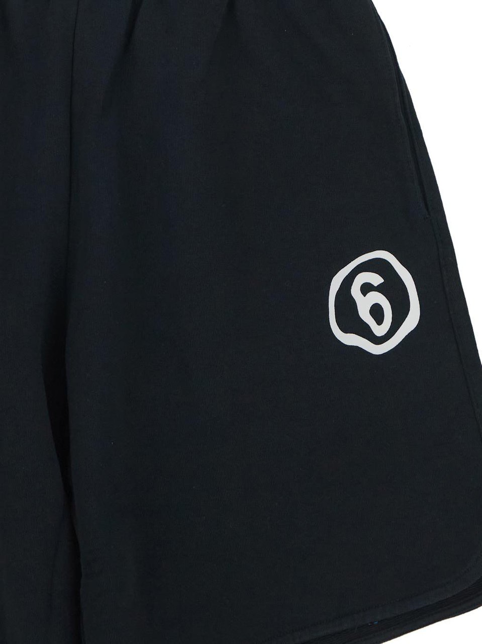 MM6 Maison Margiela Fleece Shorts With Rounded Edges And Logo Zwart
