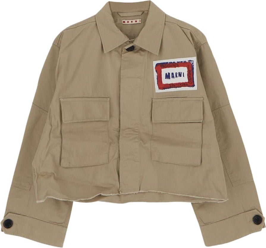 Marni Painted Face Patch Jacket Beige