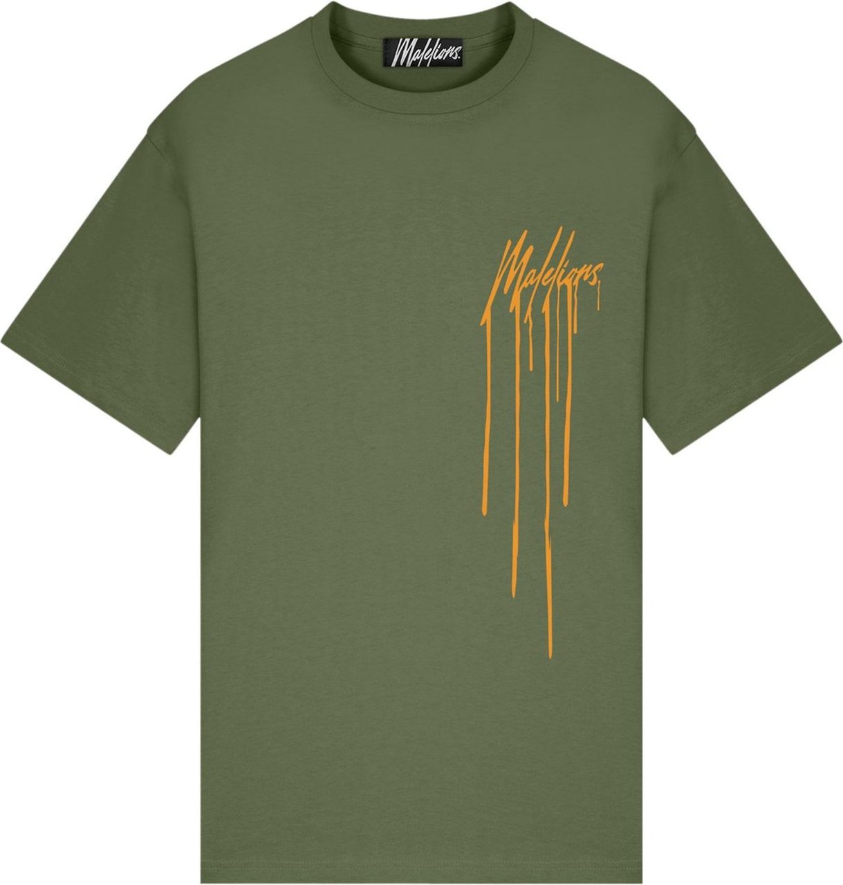 Malelions Men Dripped T-Shirt - Army/Orange Groen
