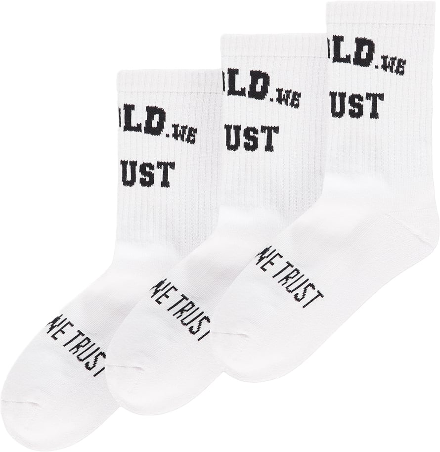 In Gold We Trust 3-pack Socks White Wit