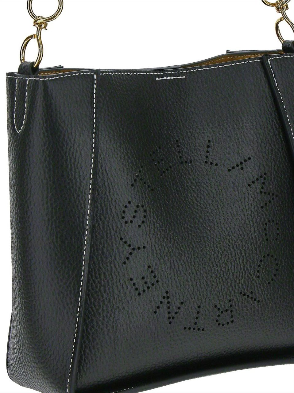 Stella McCartney Stella Logo Grainy Shoulder Bag Zwart