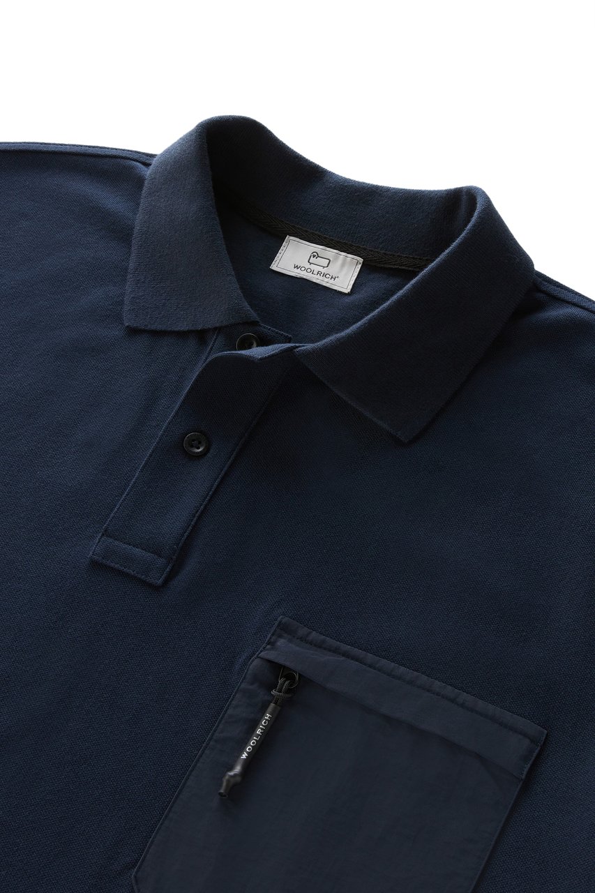 Woolrich Tech Polo Melton Blue Blauw
