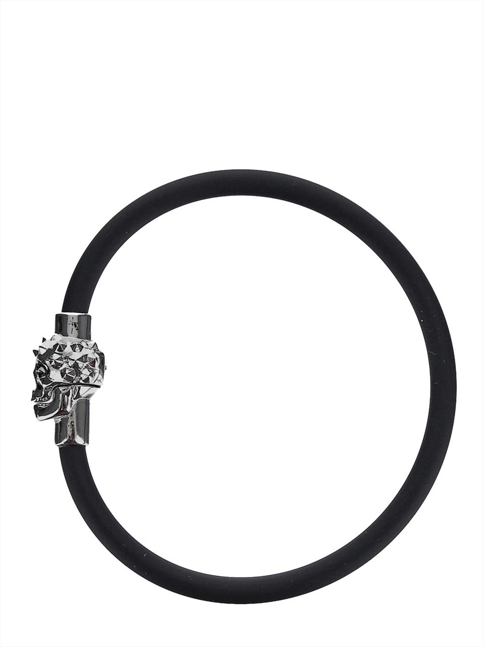 Alexander McQueen Rubber Cord Studded Skull Bracelet Zwart