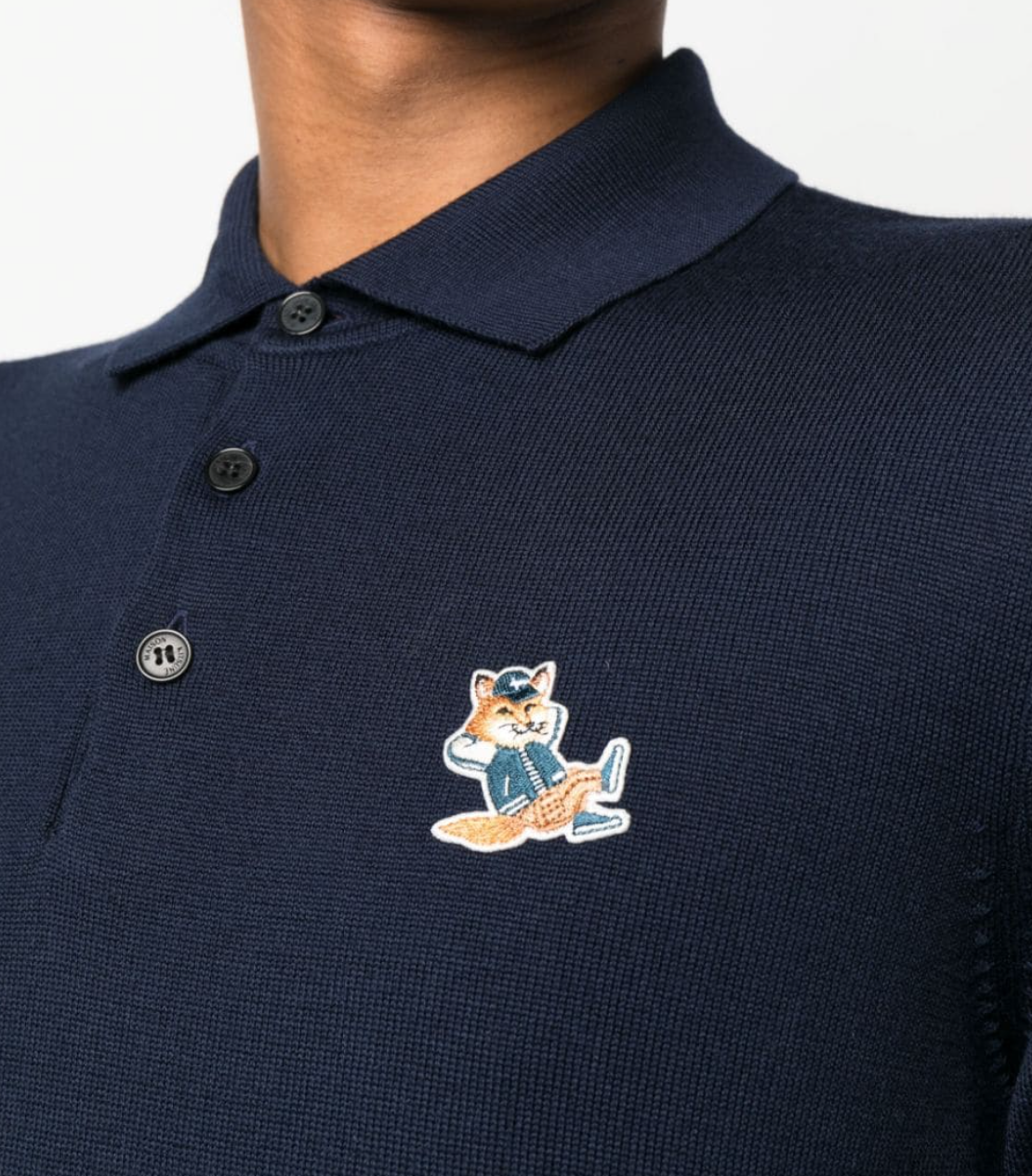 Maison Kitsuné Dressed Fox Patch Regular Polo Jumper Blauw