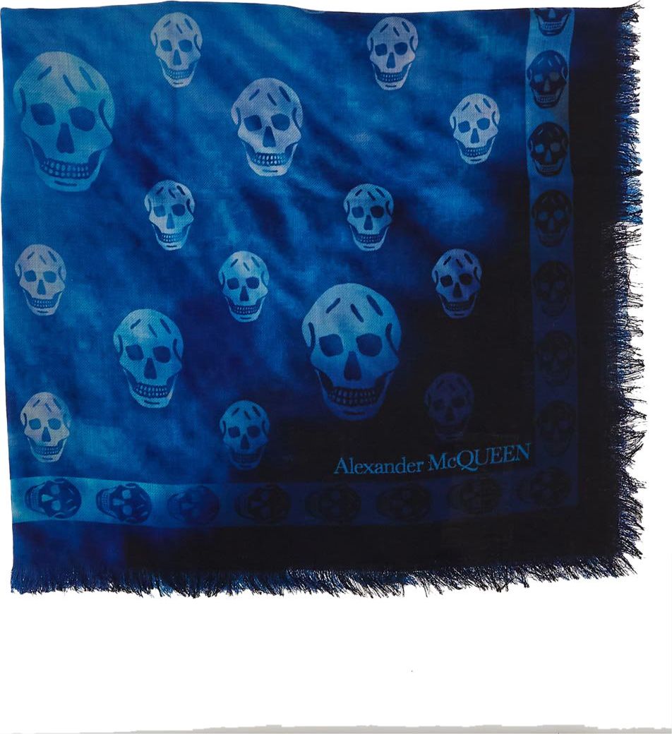 Alexander McQueen Skull Motif Scarf Blauw