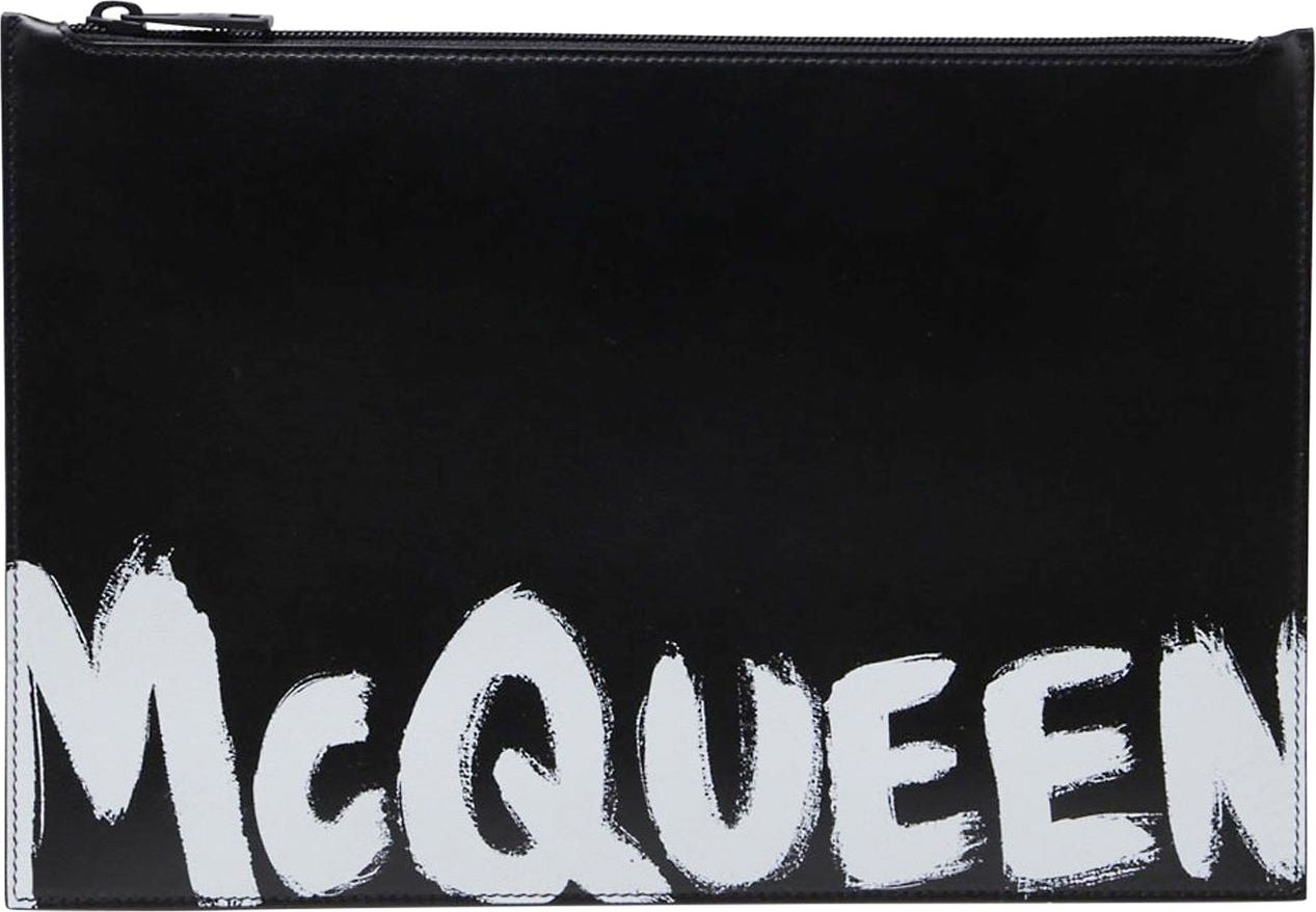 Alexander McQueen Alexander Mcqueen Leather Logo Clutch Zwart