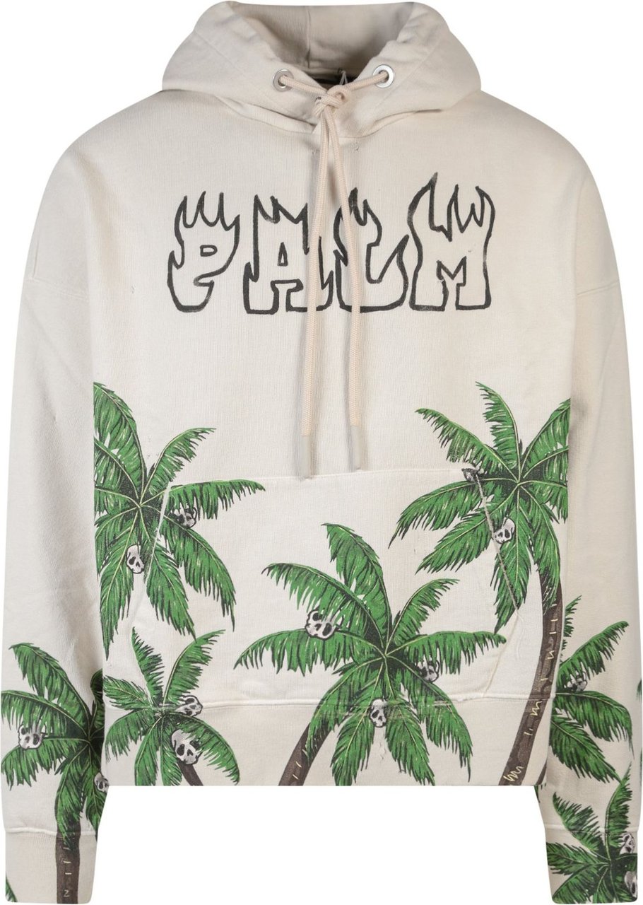 Palm Angels PalmeSkull organic cotton sweatshirt with vintage effect Beige