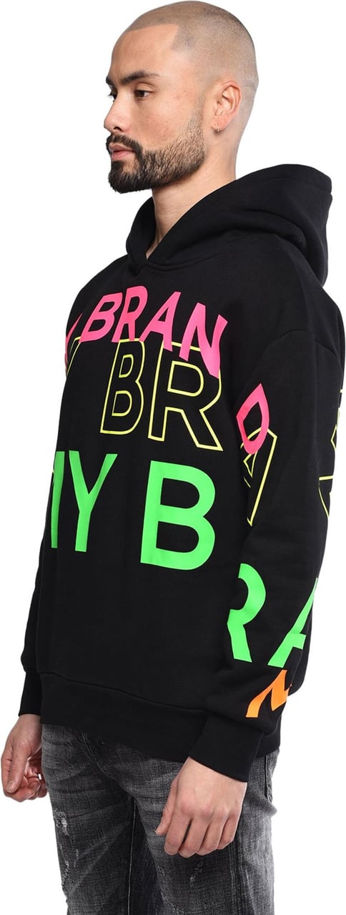 My Brand Black hoodie with neon text Zwart