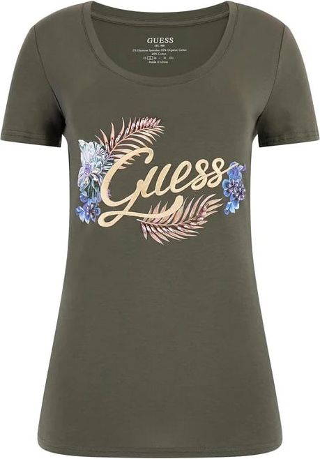 Guess Embellish Logo T-Shirt Dames Groen Groen