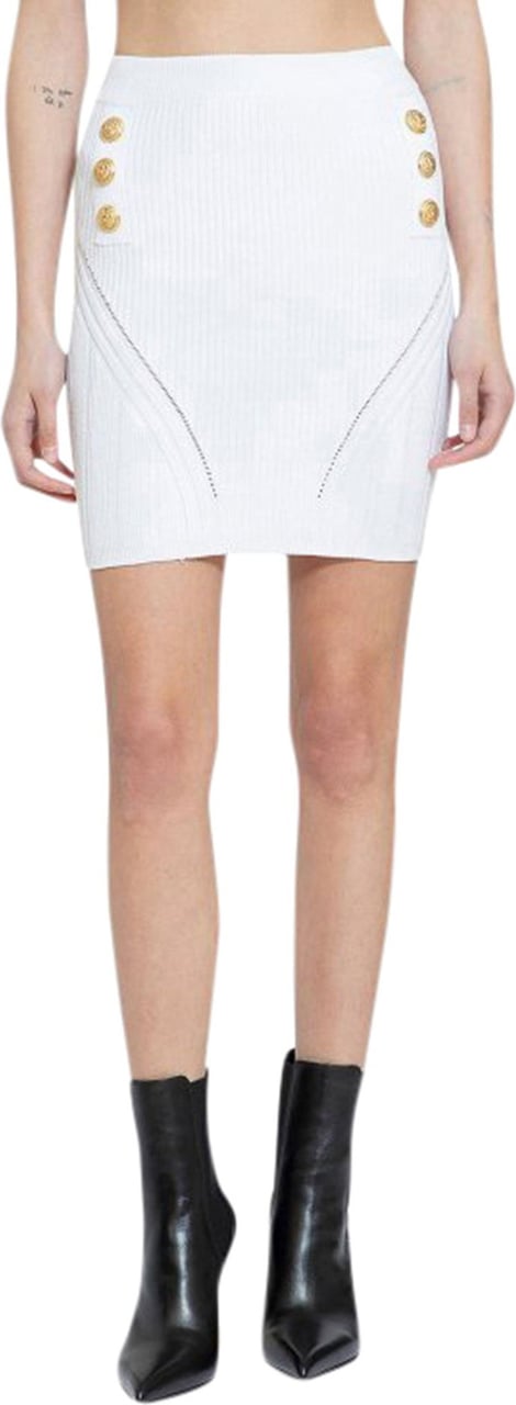 Balmain ribbed-knit mini skirt Wit