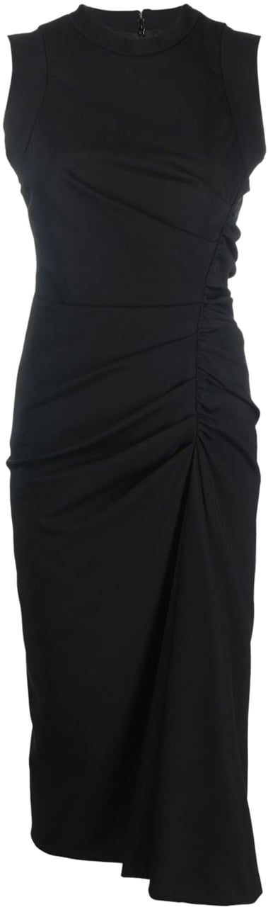 Alexander McQueen side ruched-detail midi dress Zwart