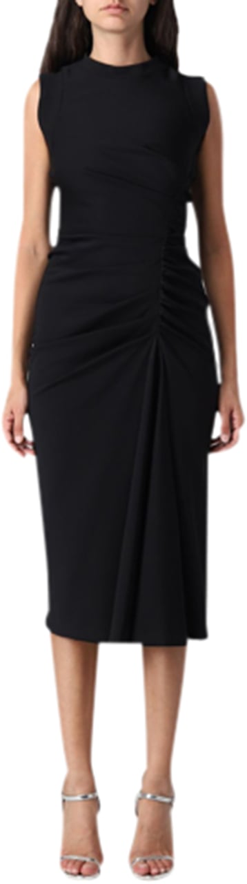 Alexander McQueen side ruched-detail midi dress Zwart