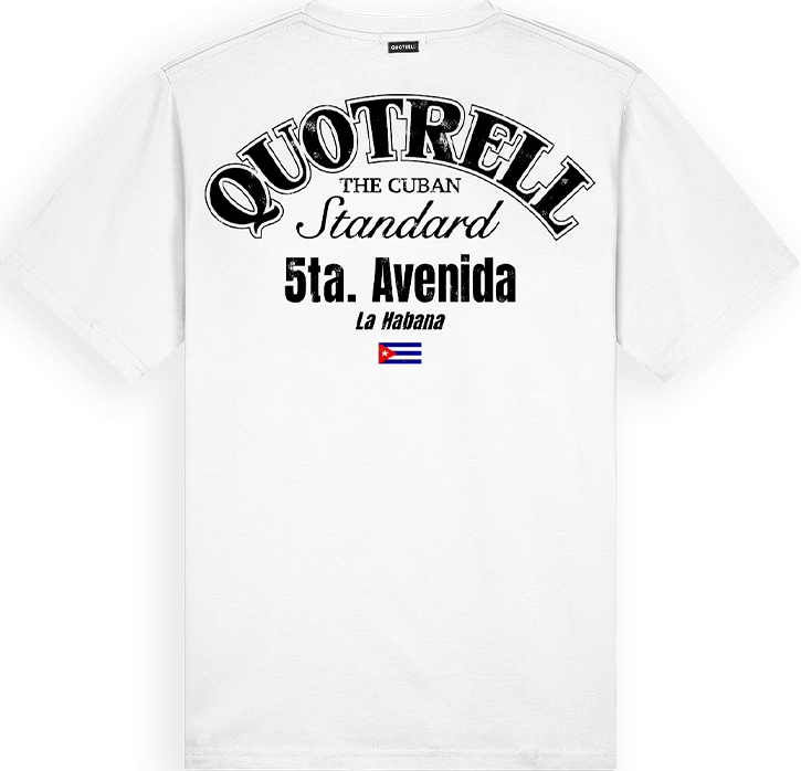 Quotrell Avenida T-shirt | White/black Wit