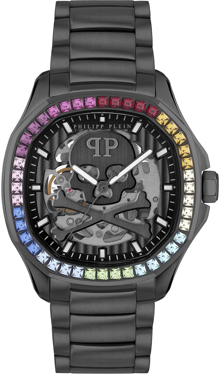 Philipp Plein Skeleton Spectre PWRAA0823 automatisch horloge 42 mm Zwart