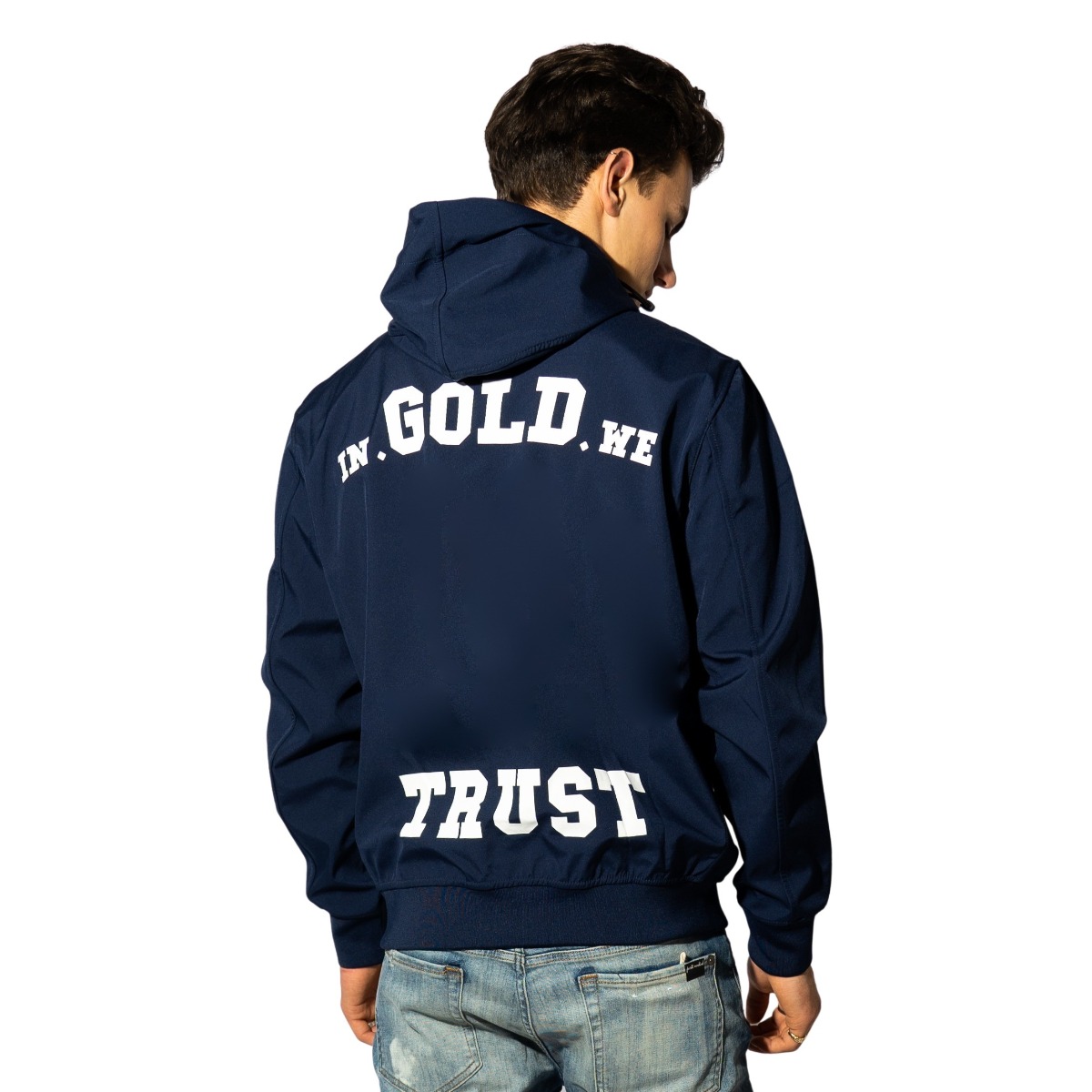 In Gold We Trust The Gift Softshell Jas Blauw