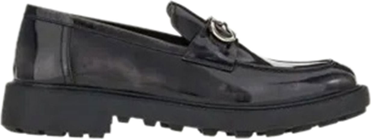 Ferragamo Gancini-plaque patent loafers Zwart
